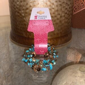 Charming Charlie Turquoise and Brown Beaded Bracelet